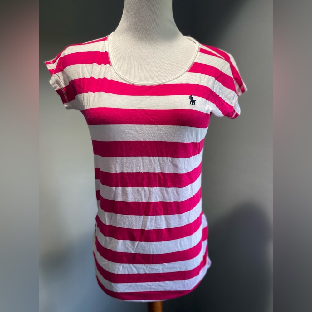 GIRLS Polo Ralph Lauren Red and White Striped Tee